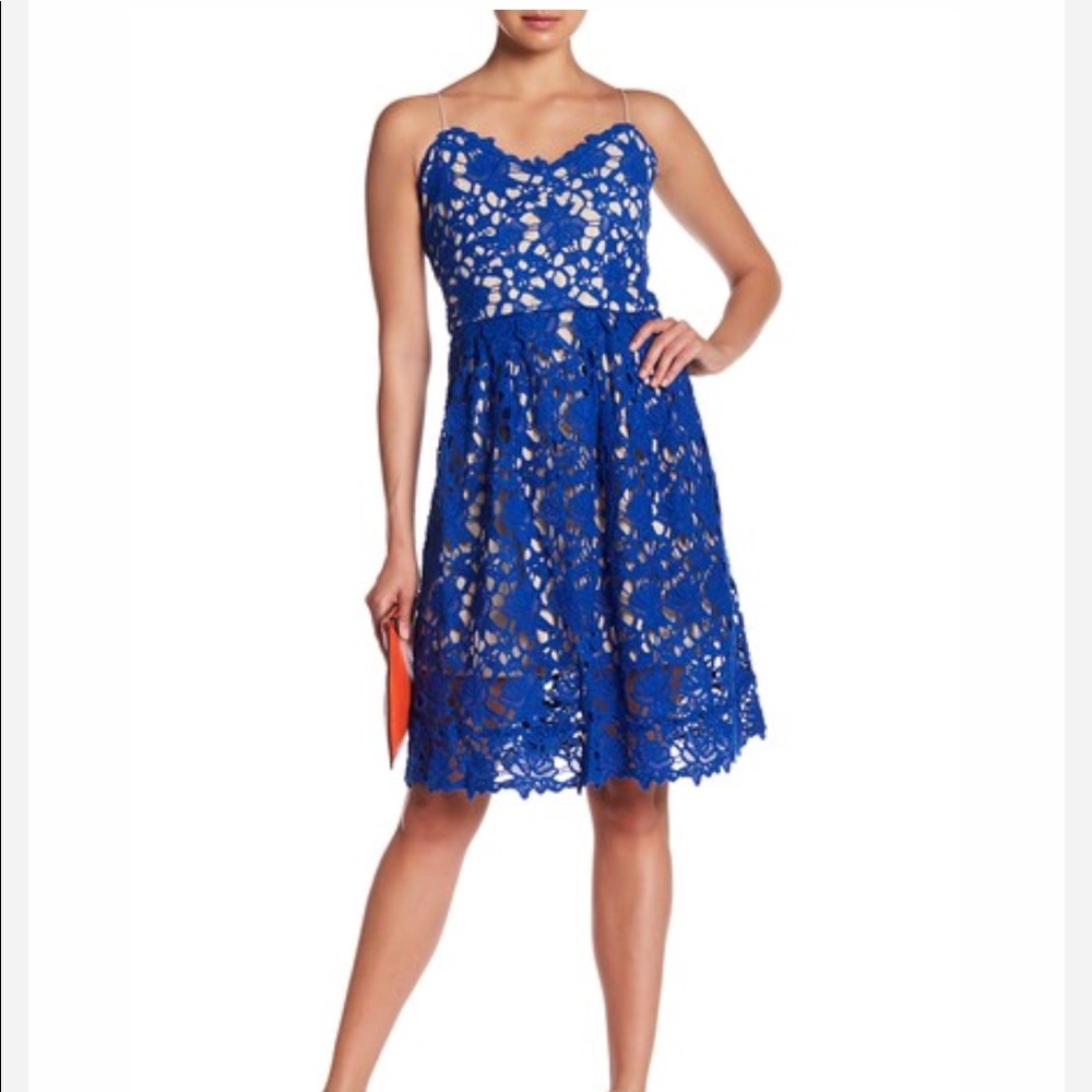 GORGEOUS blue & nude sheath dress